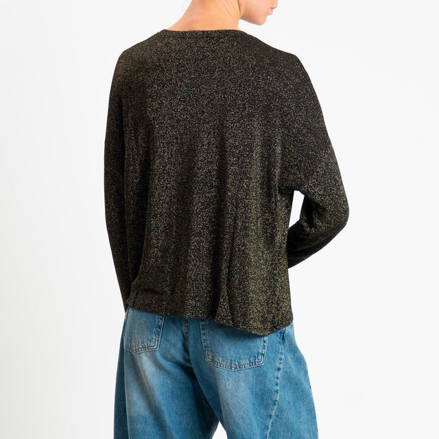 Zeroassoluto-T-shirt girocollo a scatola con lurex - nero