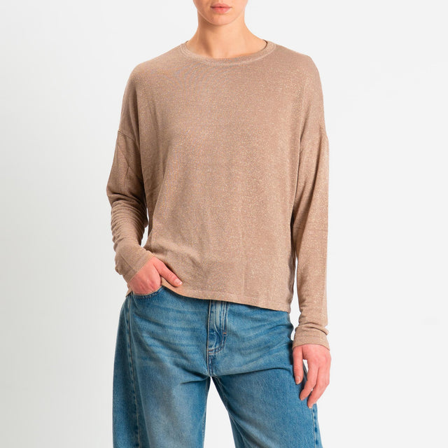 Zeroassoluto-T-shirt girocollo a scatola con lurex - rosa