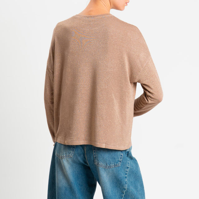 Zeroassoluto-T-shirt girocollo a scatola con lurex - rosa