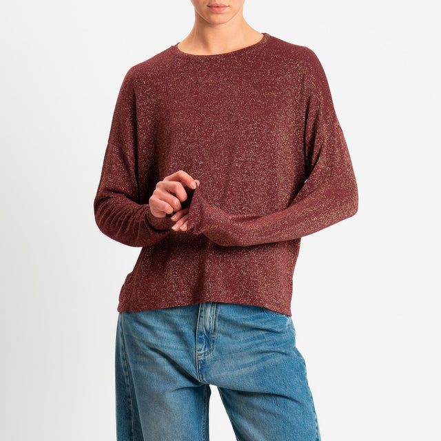 Zeroassoluto-T-shirt girocollo a scatola con lurex - vino