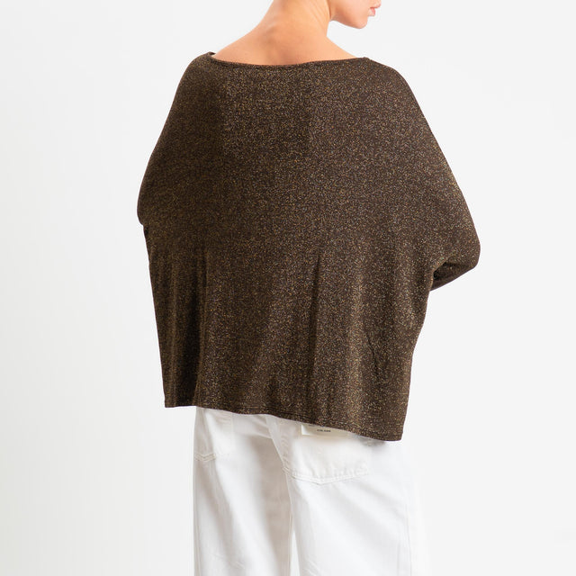 Zeroassoluto-T-shirt scollo barca scatola con lurex - moro