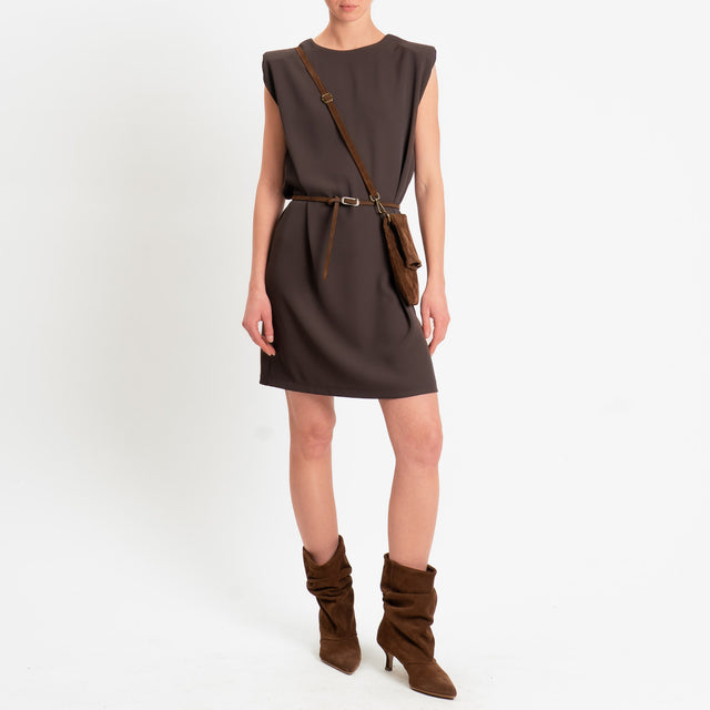 Zeroassoluto-Abito ALICE tessuto fluido con spalline - choco