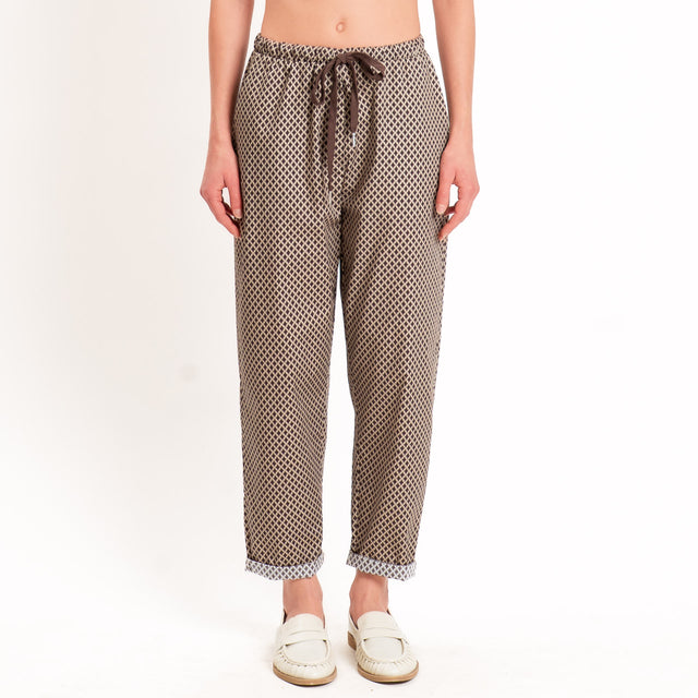 Zeroassoluto-Pantalone BAYA con elastico fantasia - rombi coloniale/moro