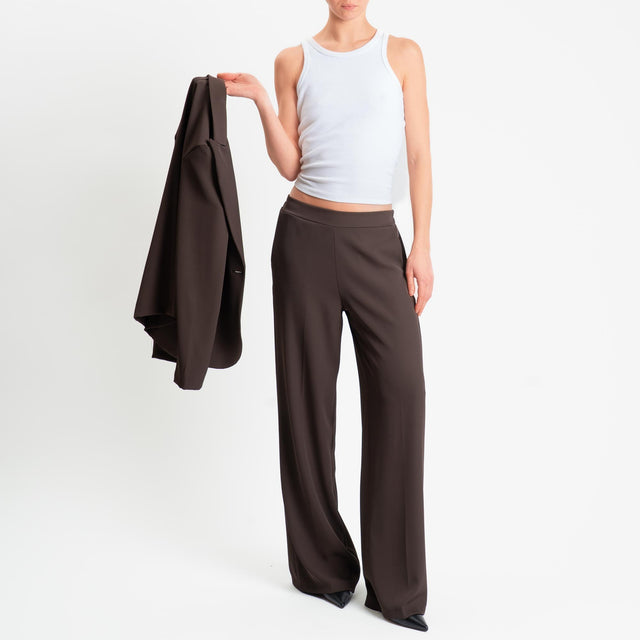 Zeroassoluto-Pantalone BELLE tessuto fluido - choco