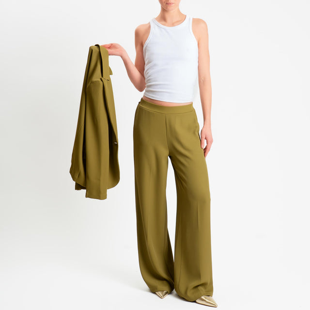 Zeroassoluto-Pantalone BELLE tessuto fluido - olive