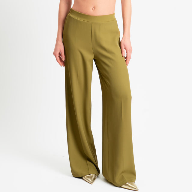Zeroassoluto-Pantalone BELLE tessuto fluido - olive