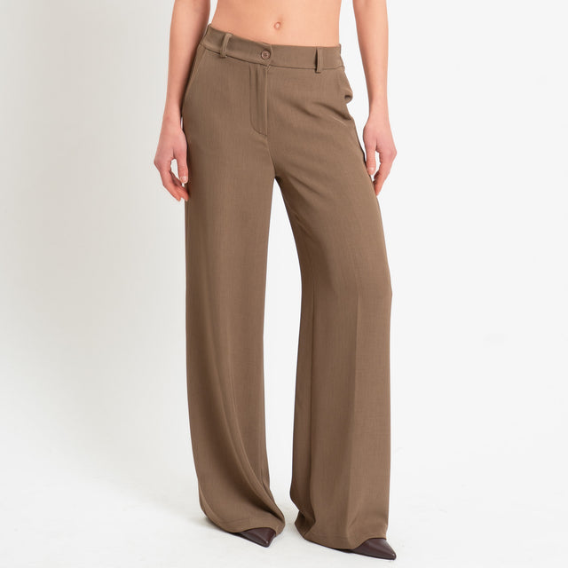 Zeroassoluto-Pantalone BENNY tessuto fluido crêpe - nocciola