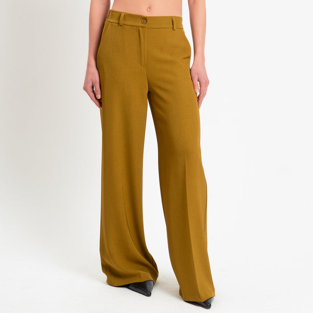 Zeroassoluto-Pantalone BENNY tessuto fluido crêpe - olio