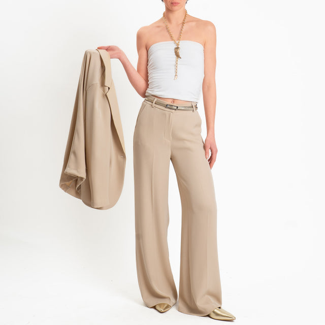 Zeroassoluto-Pantalone BENNY tessuto fluido crêpe - sand