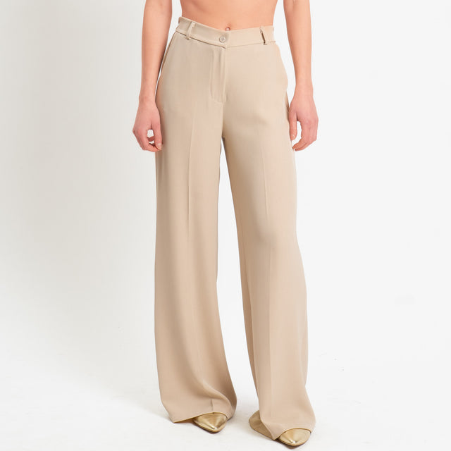 Zeroassoluto-Pantalone BENNY tessuto fluido crêpe - sand