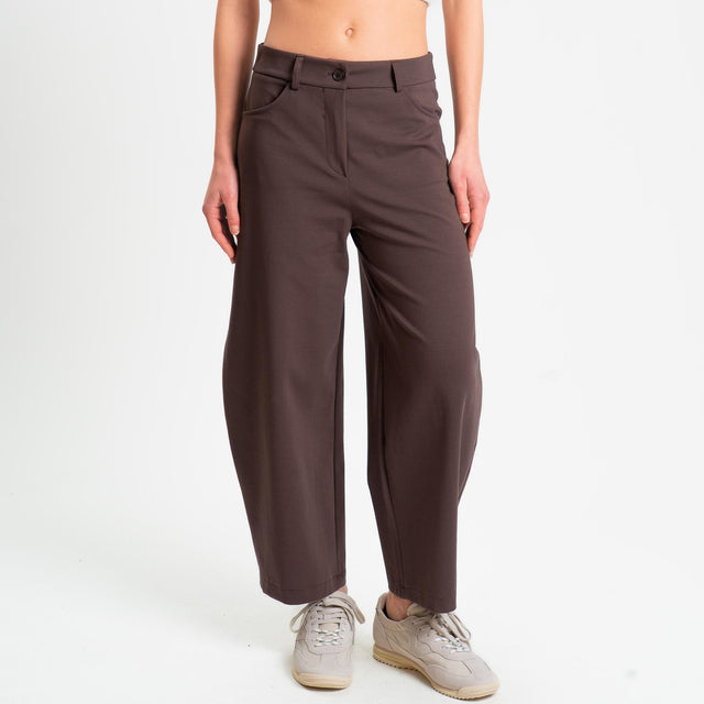 Zeroassoluto-Pantalone BONNY barrel punto milano - choco