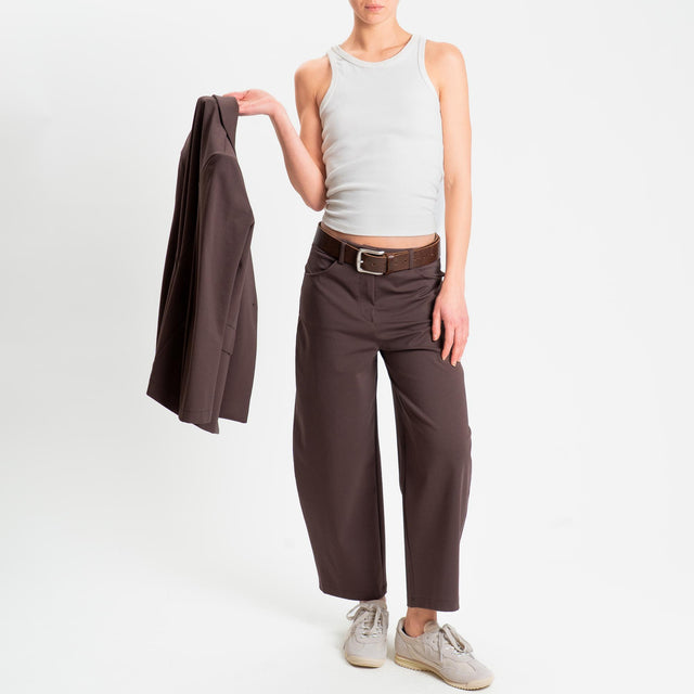 Zeroassoluto-Pantalone BONNY barrel punto milano - choco