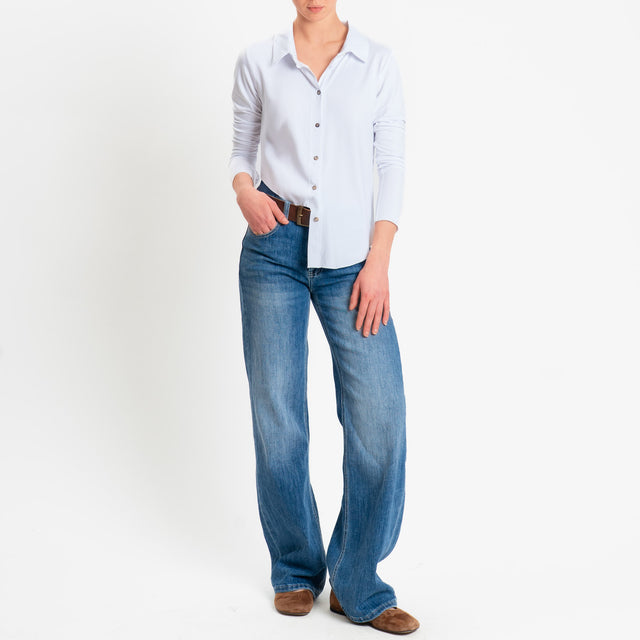 Zeroassoluto-Camicia CARLY in jersey di viscosa elasticizzata - bianco