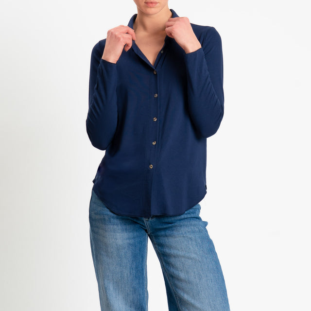 Zeroassoluto-Camicia CARLY in jersey di viscosa elasticizzata - blu