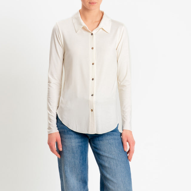 Zeroassoluto-Camicia CARLY in jersey di viscosa elasticizzata - burro