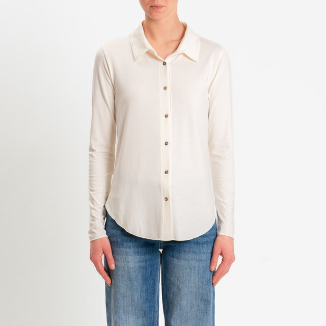 Zeroassoluto-Camicia CARLY in jersey di viscosa elasticizzata - burro