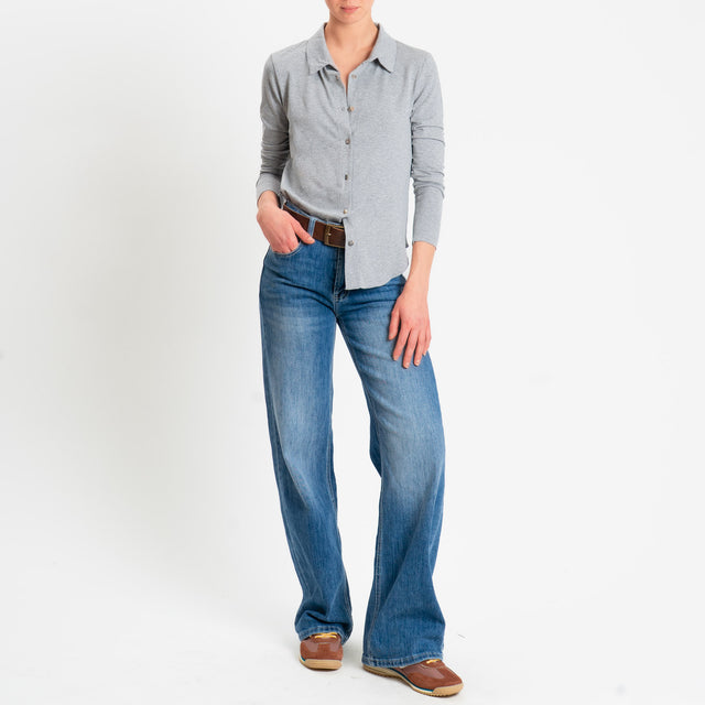 Zeroassoluto-Camicia CARLY in jersey di viscosa elasticizzata - grigio melange