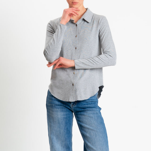 Zeroassoluto-Camicia CARLY in jersey di viscosa elasticizzata - grigio melange