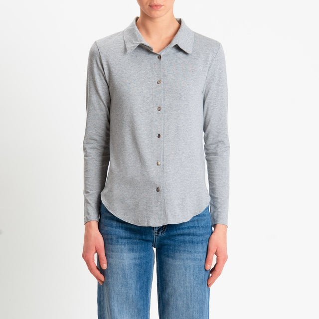 Zeroassoluto-Camicia CARLY in jersey di viscosa elasticizzata - grigio melange