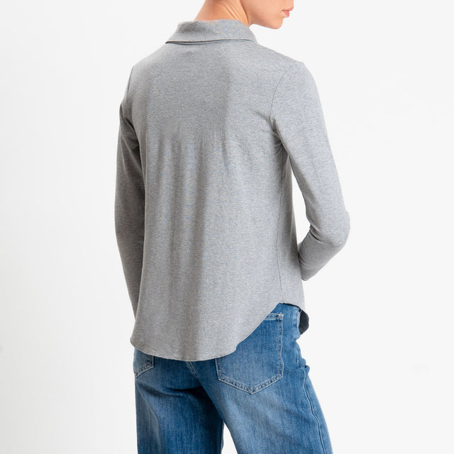 Zeroassoluto-Camicia CARLY in jersey di viscosa elasticizzata - grigio melange