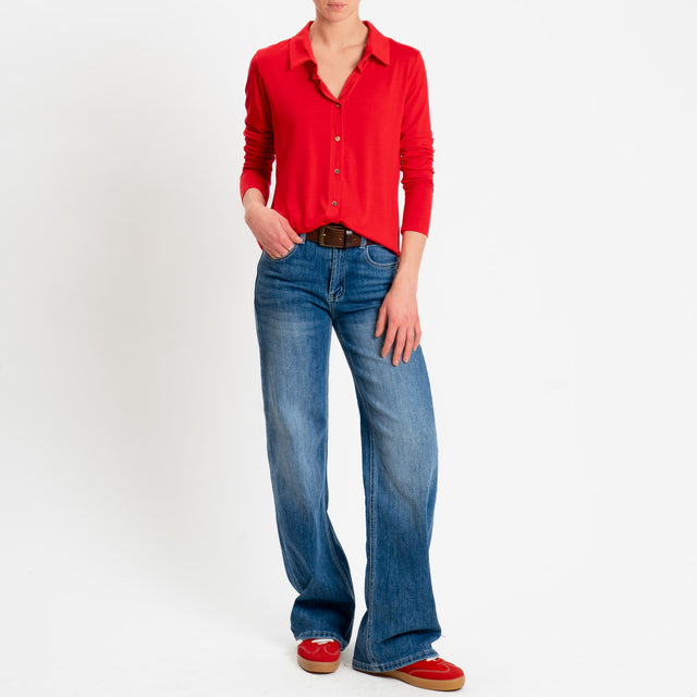 Zeroassoluto-Camicia CARLY in jersey di viscosa elasticizzata - lacca