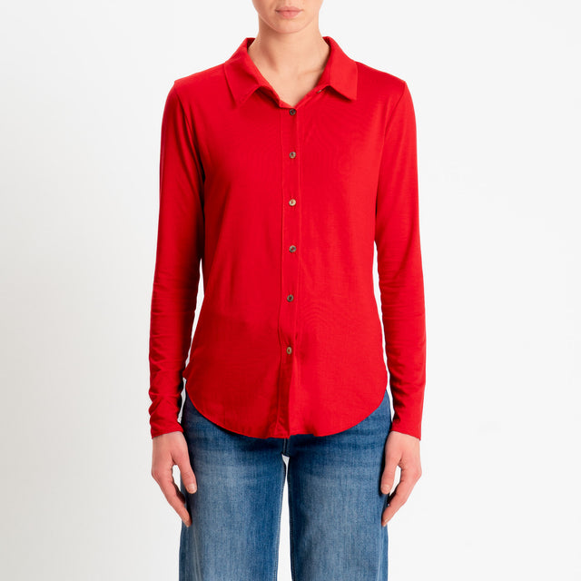 Zeroassoluto-Camicia CARLY in jersey di viscosa elasticizzata - lacca