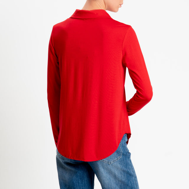 Zeroassoluto-Camicia CARLY in jersey di viscosa elasticizzata - lacca