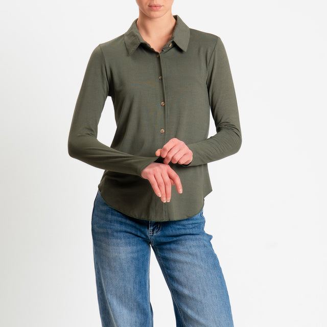 Zeroassoluto-Camicia CARLY in jersey di viscosa elasticizzata - militare