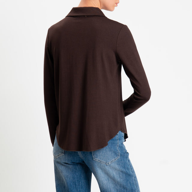 Zeroassoluto-Camicia CARLY in jersey di viscosa elasticizzata - choco