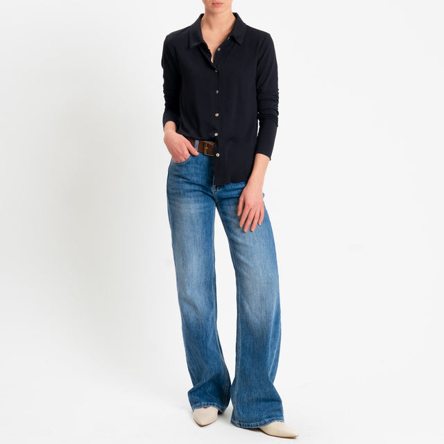 Zeroassoluto-Camicia CARLY in jersey di viscosa elasticizzata - nero