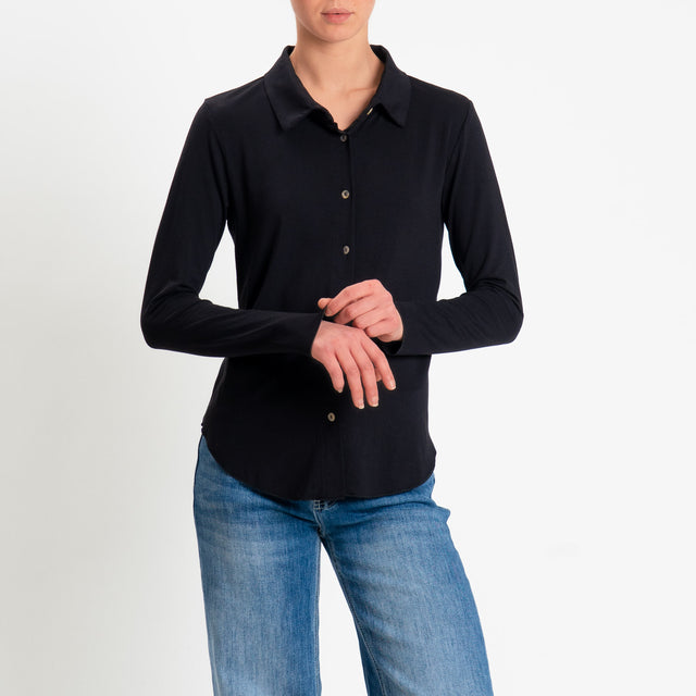 Zeroassoluto-Camicia CARLY in jersey di viscosa elasticizzata - nero