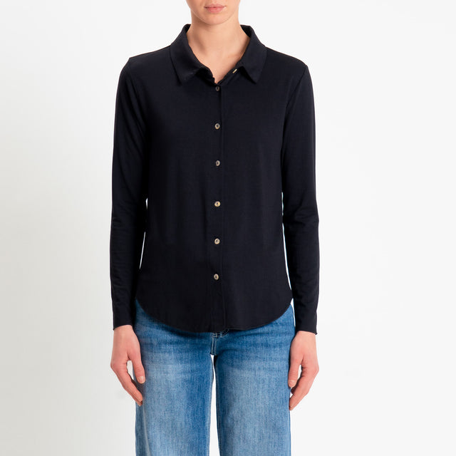 Zeroassoluto-Camicia CARLY in jersey di viscosa elasticizzata - nero