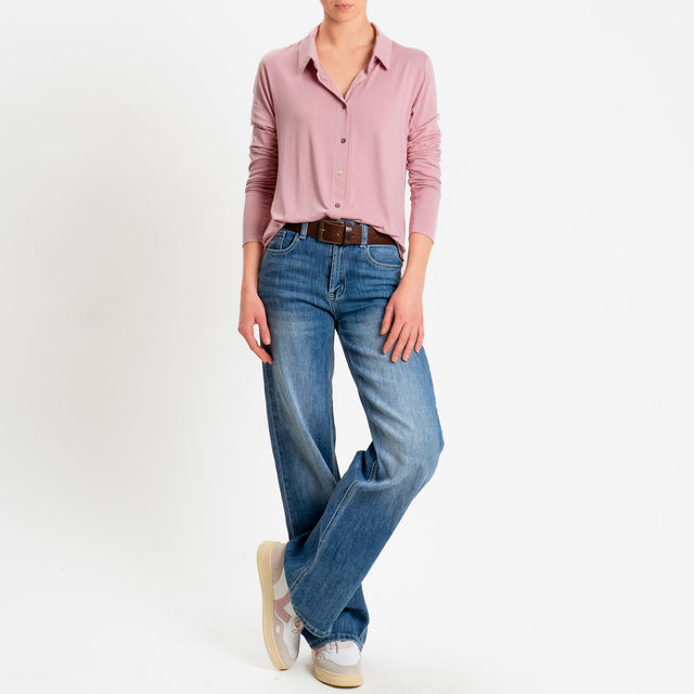 Zeroassoluto-Camicia CARLY in jersey di viscosa elasticizzata - pink