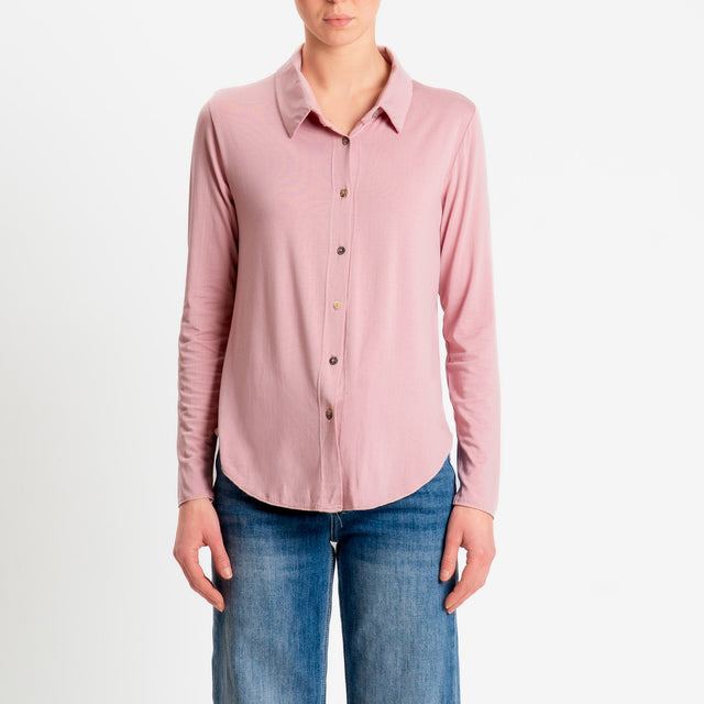 Zeroassoluto-Camicia CARLY in jersey di viscosa elasticizzata - pink