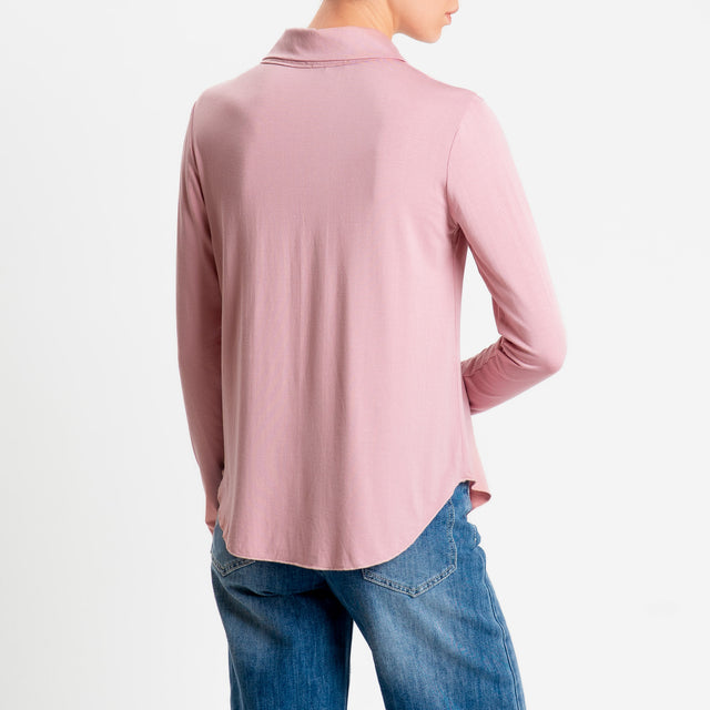 Zeroassoluto-Camicia CARLY in jersey di viscosa elasticizzata - pink