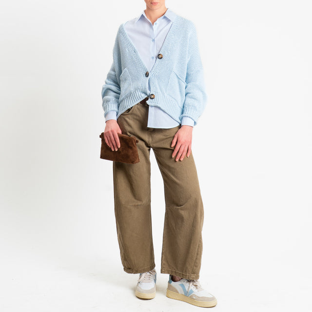 Zeroassoluto-Camicia regular fit - punto spillo bianco/celeste