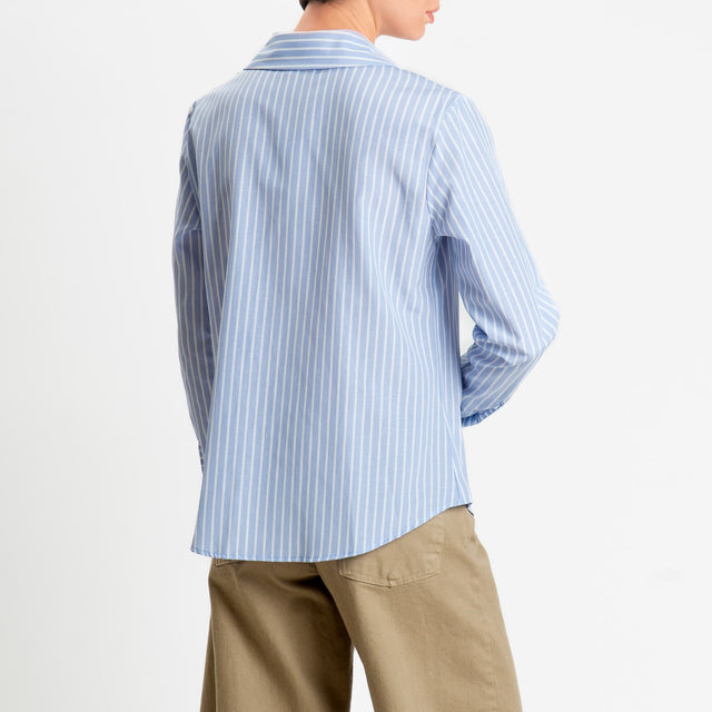 Zeroassoluto-Camicia regular fit - righe celeste/bianco