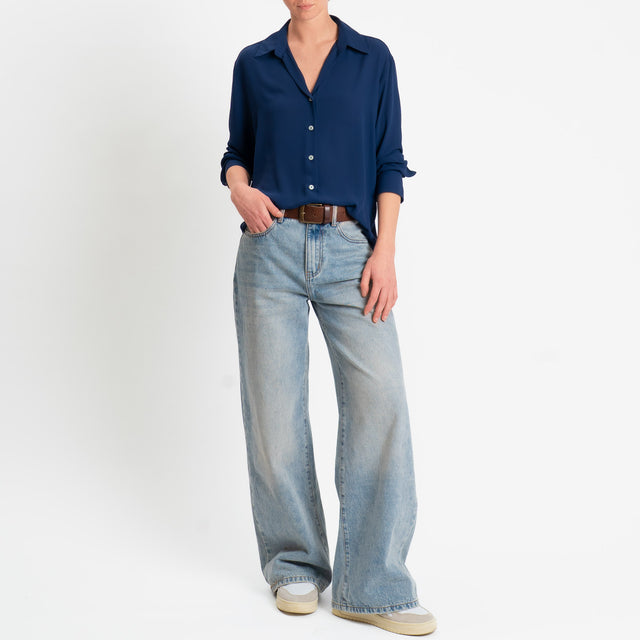 Zeroassoluto-Camicia CLAY MANO SETA - blu