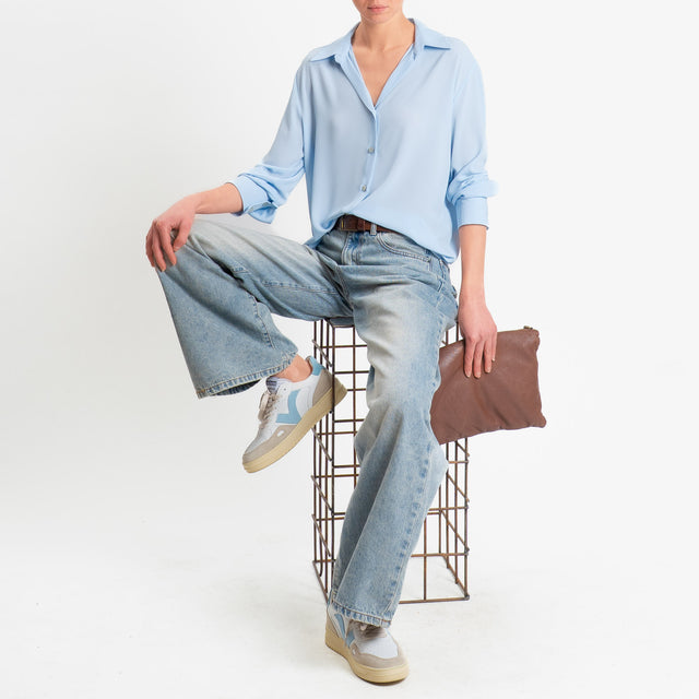 Zeroassoluto-Camicia CLAY MANO SETA - celeste