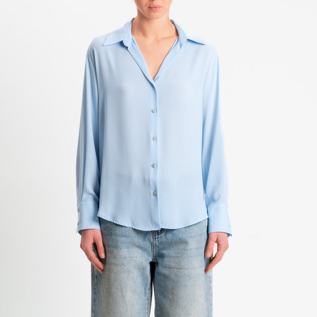 Zeroassoluto-Camicia CLAY MANO SETA - celeste