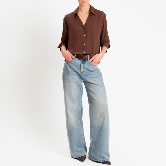 Zeroassoluto-Camicia CLAY MANO SETA - choco