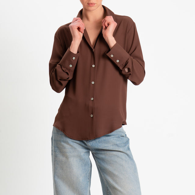 Zeroassoluto-Camicia CLAY MANO SETA - choco