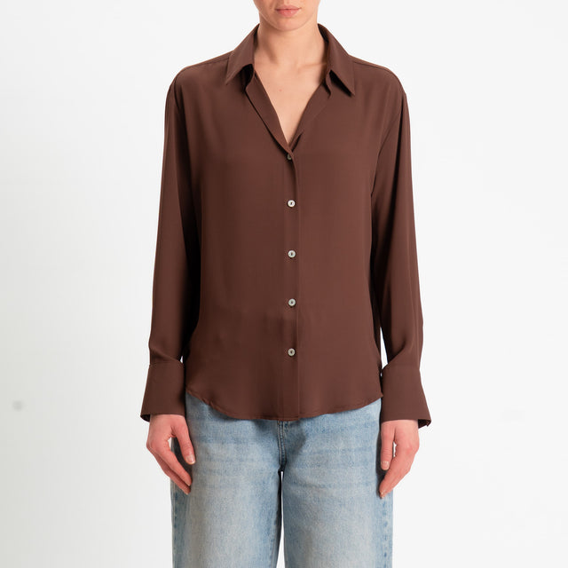 Zeroassoluto-Camicia CLAY MANO SETA - choco