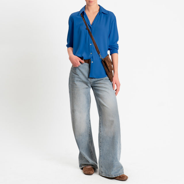 Zeroassoluto-Camicia CLAY MANO SETA - indaco