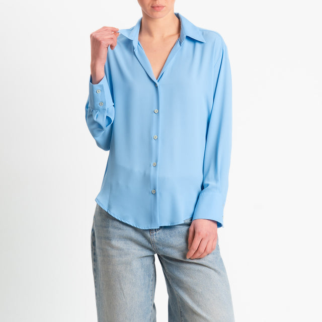 Zeroassoluto-Camicia CLAY MANO SETA - sky