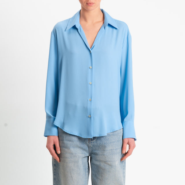 Zeroassoluto-Camicia CLAY MANO SETA - sky