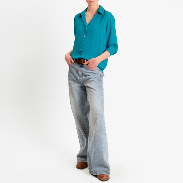 Zeroassoluto-Camicia CLAY MANO SETA - smeraldo