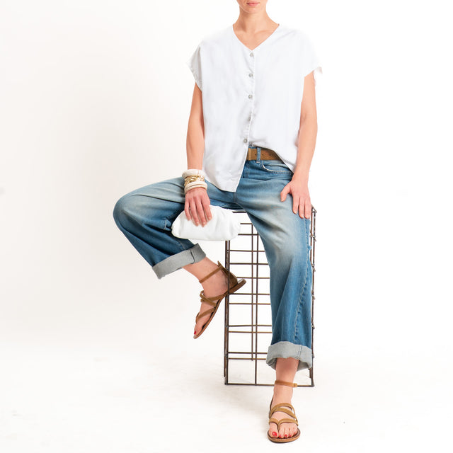 Zeroassoluto-Camicia COSTY misto lino - Bianco