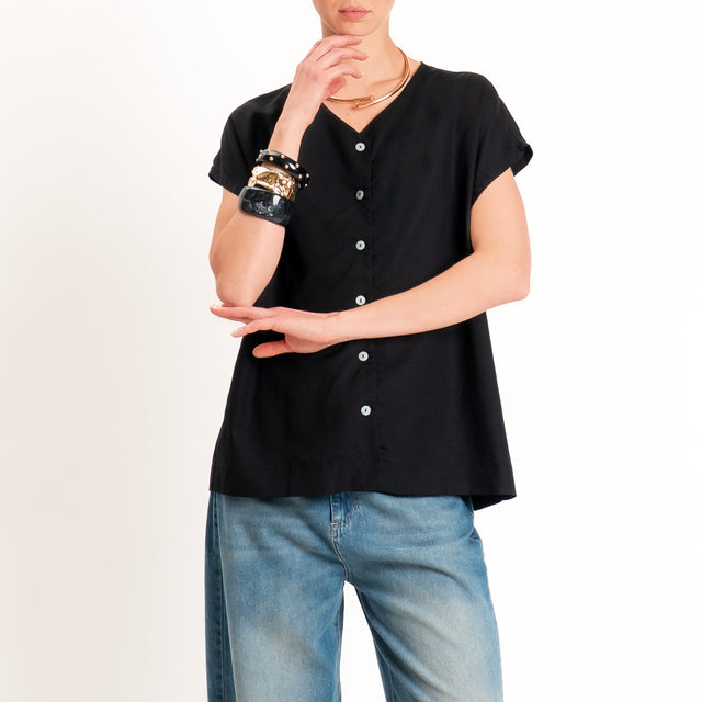 Zeroassoluto-Camicia COSTY misto lino - nero