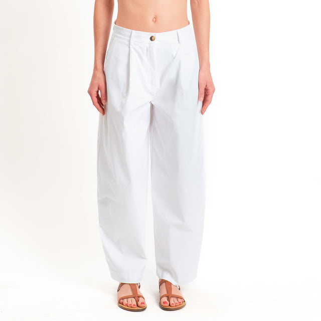 Zeroassoluto-Pantalone GENNY in cotone elasticizzato - bianco